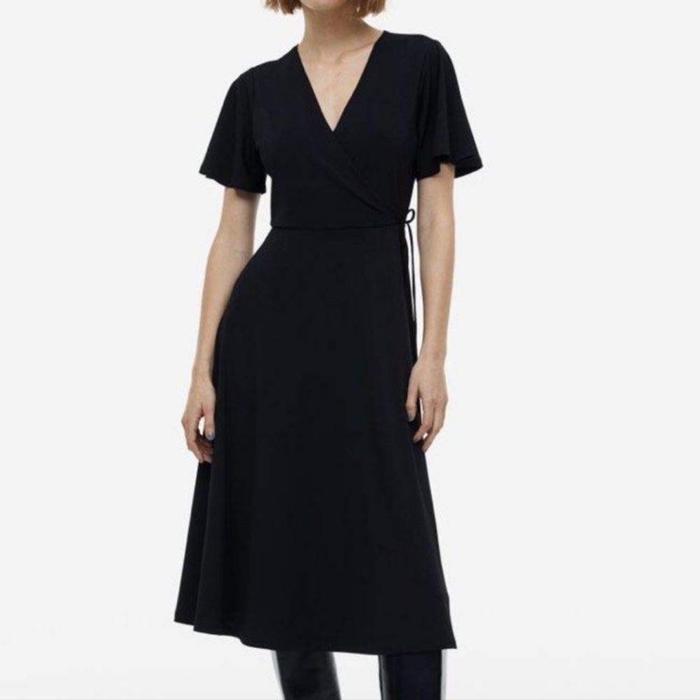 H&M jersey wrap dress teal size large